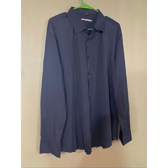 Spaidersilk Navy Button Down Long Sleeve Shirt Size 3XL NWOT - Picture 2 of 6